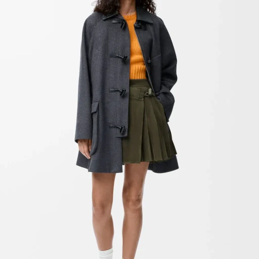 Pleated Mini Skirt In Suede Lambskin