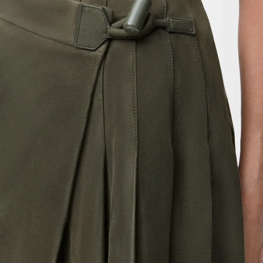 Pleated Mini Skirt In Suede Lambskin