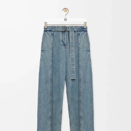 Belted Jeans In Denim