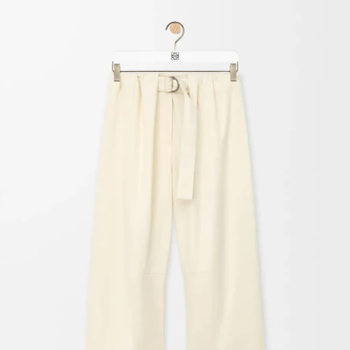Cropped Belted Trousers In Cotton And Silk