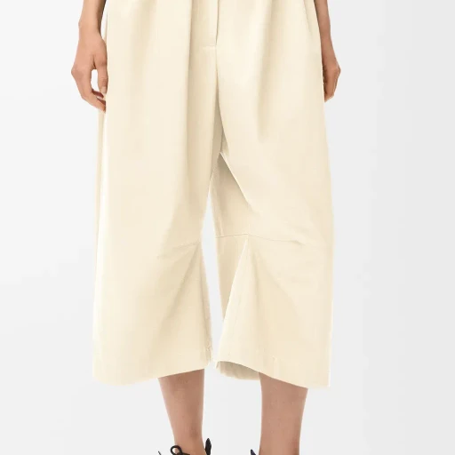 Cropped Belted Trousers In Cotton And Silk