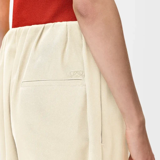 Cropped Belted Trousers In Cotton And Silk