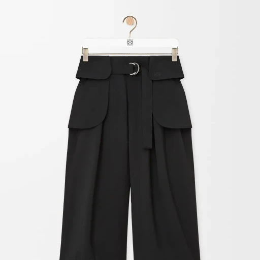 Cropped Cargo Trousers In Wool