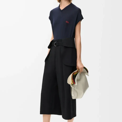 Cropped Cargo Trousers In Wool