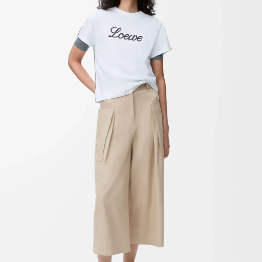 Cropped Trousers In Cotton And Silk
