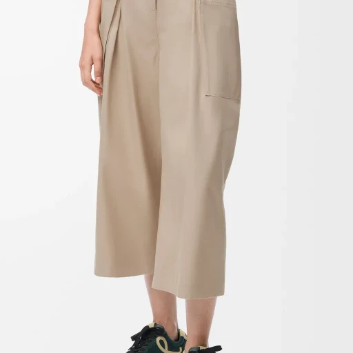 Cropped Trousers In Cotton And Silk