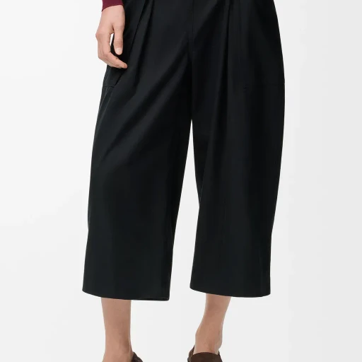 Cropped Trousers In Cotton And Silk