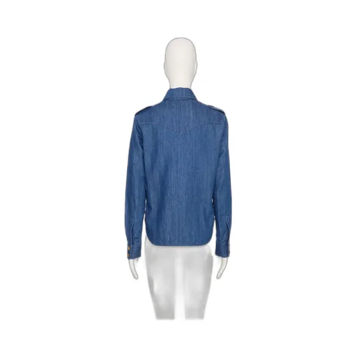 Valentino Ruffled Curved Hem Deim Shirt