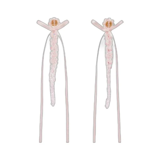 Simone Rocha Slim Bow Ribbon Drop Earrings