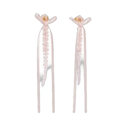 Simone Rocha Slim Bow Ribbon Drop Earrings