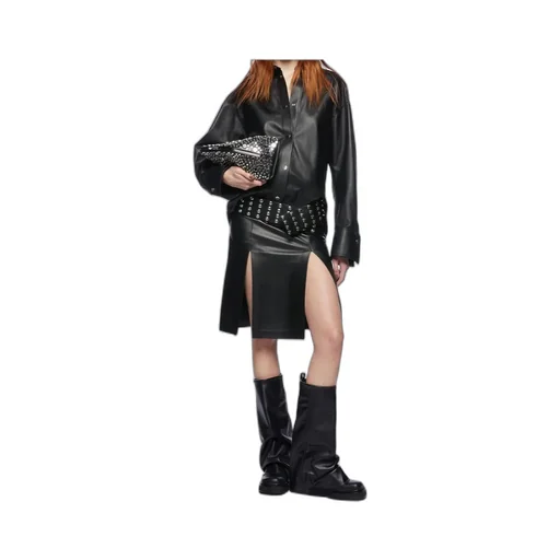 The Attico Long-Sleeved Leather Shirt