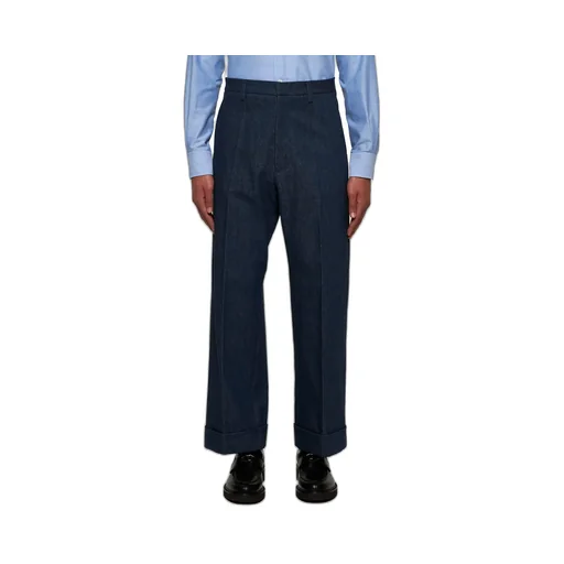 Valentino Pleat Detailed Straight Leg Jeans