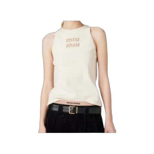 Miu Miu Logo-Embellished Ribbed Sleeveless Top