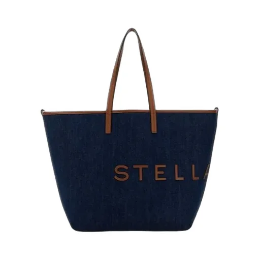 Stella Mccartney Eco Logo Lettering Denim Tote Bag