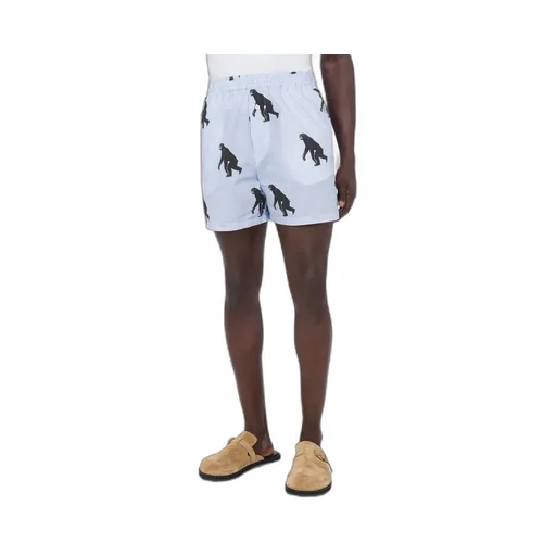 Graphic-Print Striped Shorts