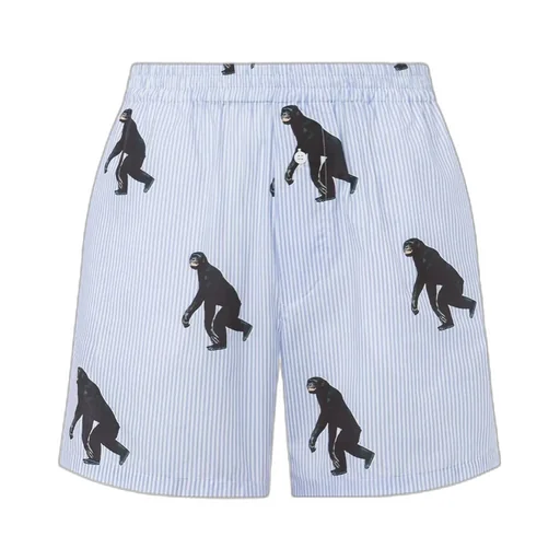 Graphic-Print Striped Shorts