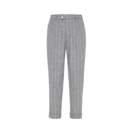 Brunello Cucinelli Pinstripe Detailed Tapered Leg Trousers