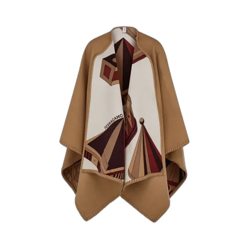 Ferragamo Nadir Print Reversible Cape