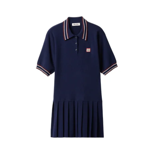 Miu Miu Logo-Patch Short-Sleeved Mini Polo Dress