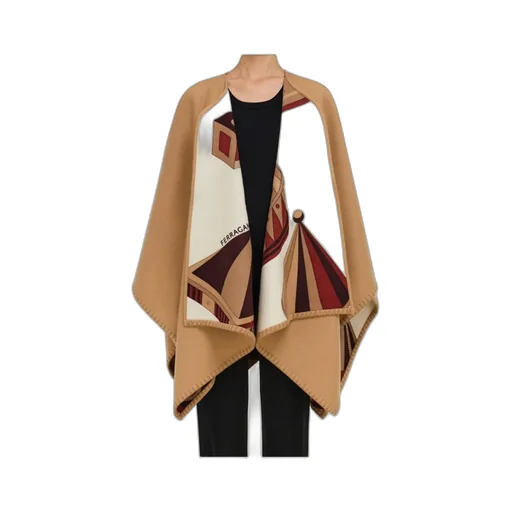 Ferragamo Nadir Print Reversible Cape