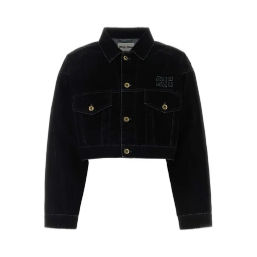 Miu Miu Buttoned Cropped Velvet Jacket