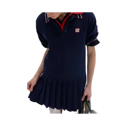 Miu Miu Logo-Patch Short-Sleeved Mini Polo Dress