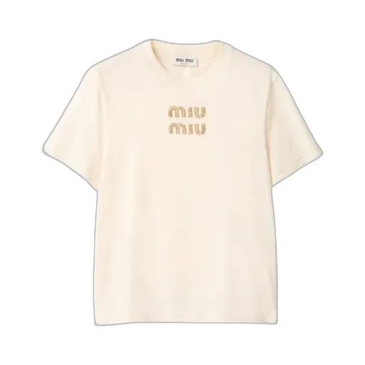 Miu Miu Logo-Embellished Crewneck T-Shirt