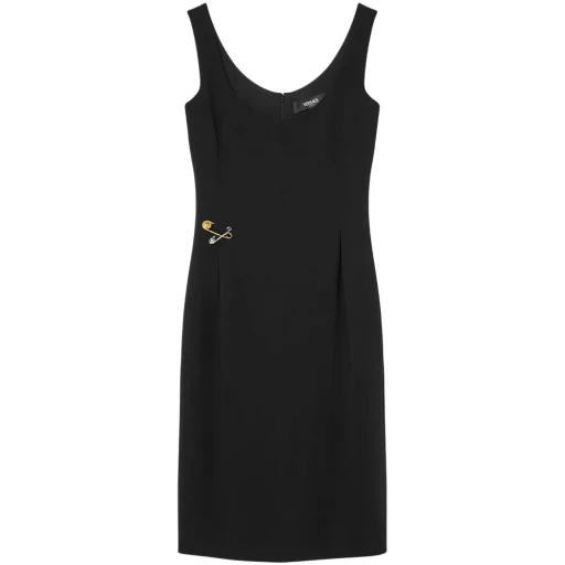 Versace Safety Pin-Detailed Sleeveless Midi Dress