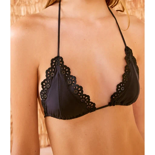 Lace-Trim Bikini Top