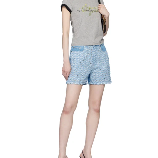 Stella Mccartney Mid-Rise Denim Bouclé Shorts