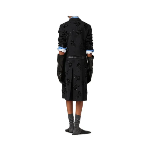 Embroidered Single-Breasted Kid Mohair Jacket