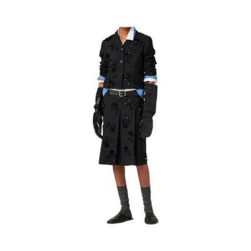 Embroidered Single-Breasted Kid Mohair Jacket