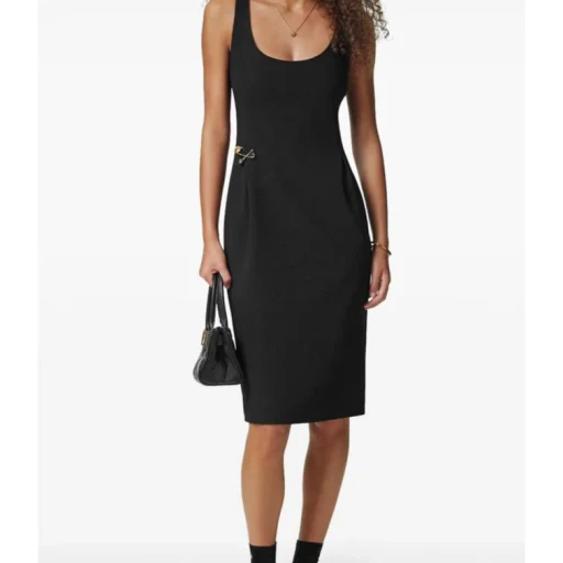Versace Safety Pin-Detailed Sleeveless Midi Dress