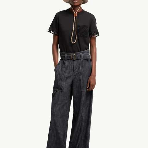 Macramé-Trimmed Cotton T-Shirt
