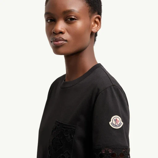 Macramé-Trimmed Cotton T-Shirt