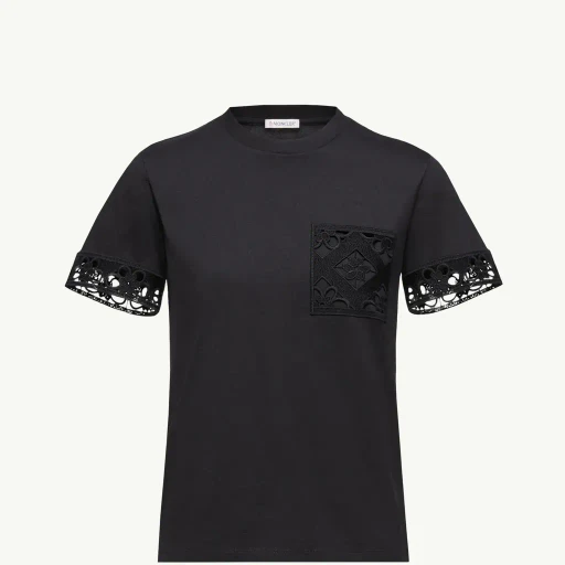 Macramé-Trimmed Cotton T-Shirt