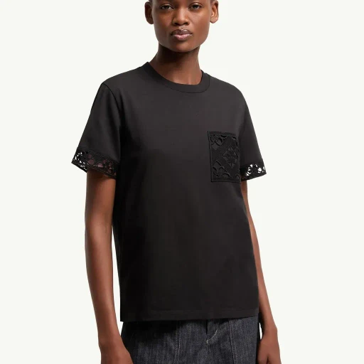 Macramé-Trimmed Cotton T-Shirt