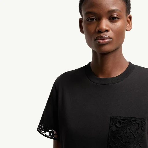 Macramé-Trimmed Cotton T-Shirt