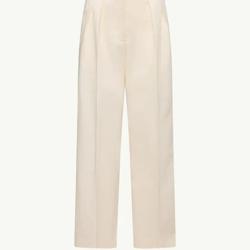 Cotton Gabardine Wide-Leg Tailored Trousers