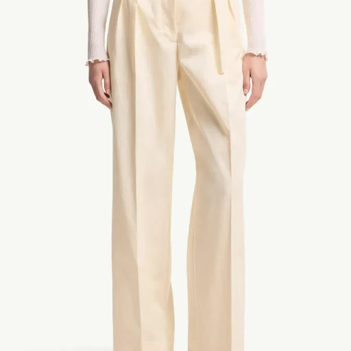 Cotton Gabardine Wide-Leg Tailored Trousers