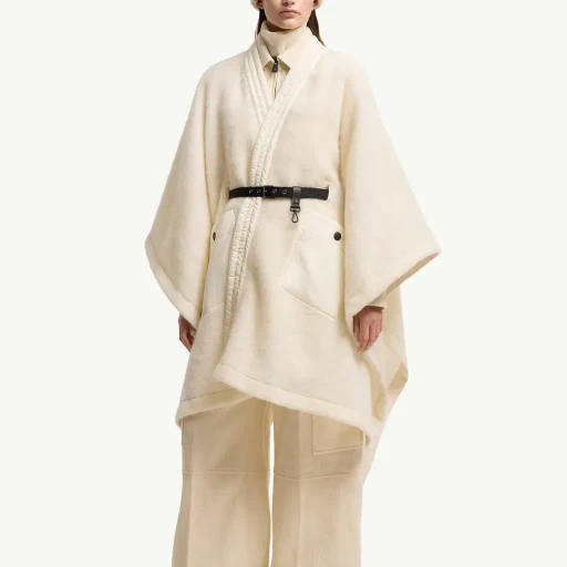 Mohair, Alpaca & Wool Blend Belted Cape