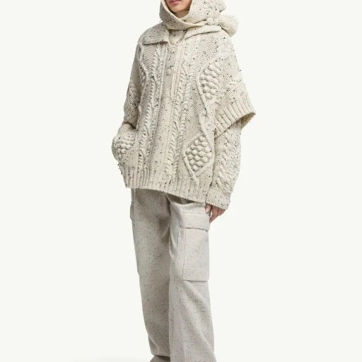 Wool Blend Tassel Cape