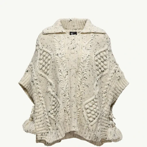 Wool Blend Tassel Cape