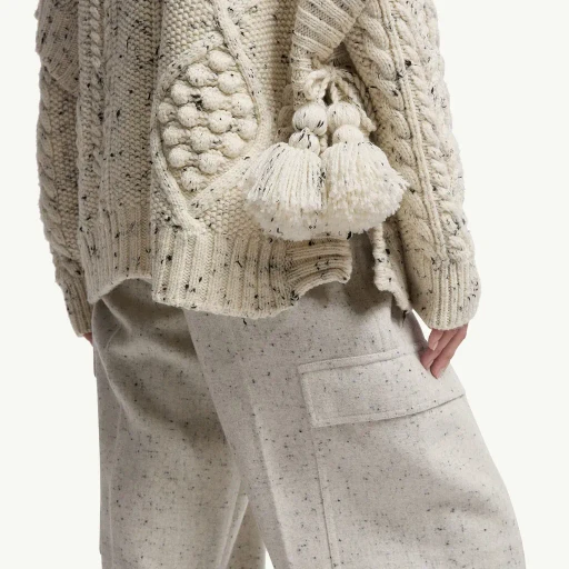 Wool Blend Tassel Cape
