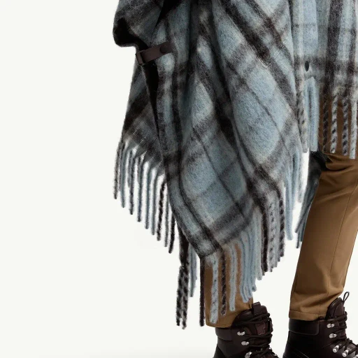 Mohair, Alpaca & Wool Blend Plaid Cape