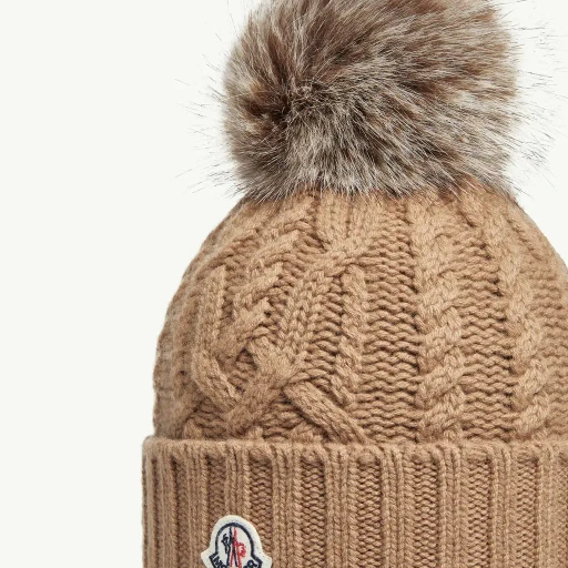 Cashmere Blend Beanie With Pom Pom