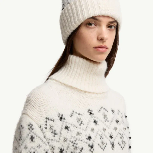 Crystal-Embroidered Alpaca Blend Beanie