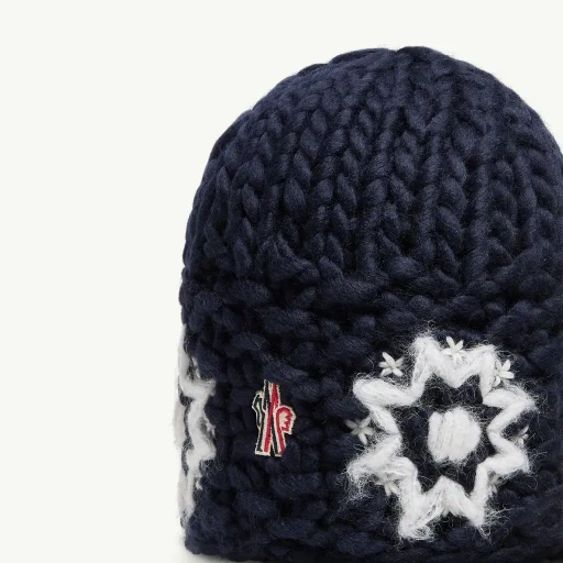 Hand-Embroidered Floral Wool Blend Beanie