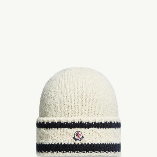 Striped Wool & Cotton Blend Beanie