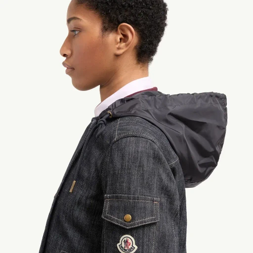Diervilla Hooded Double-Breasted Denim Jacket